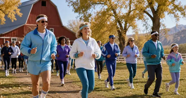 Runners gathering at a farm for a community prostate cancer run